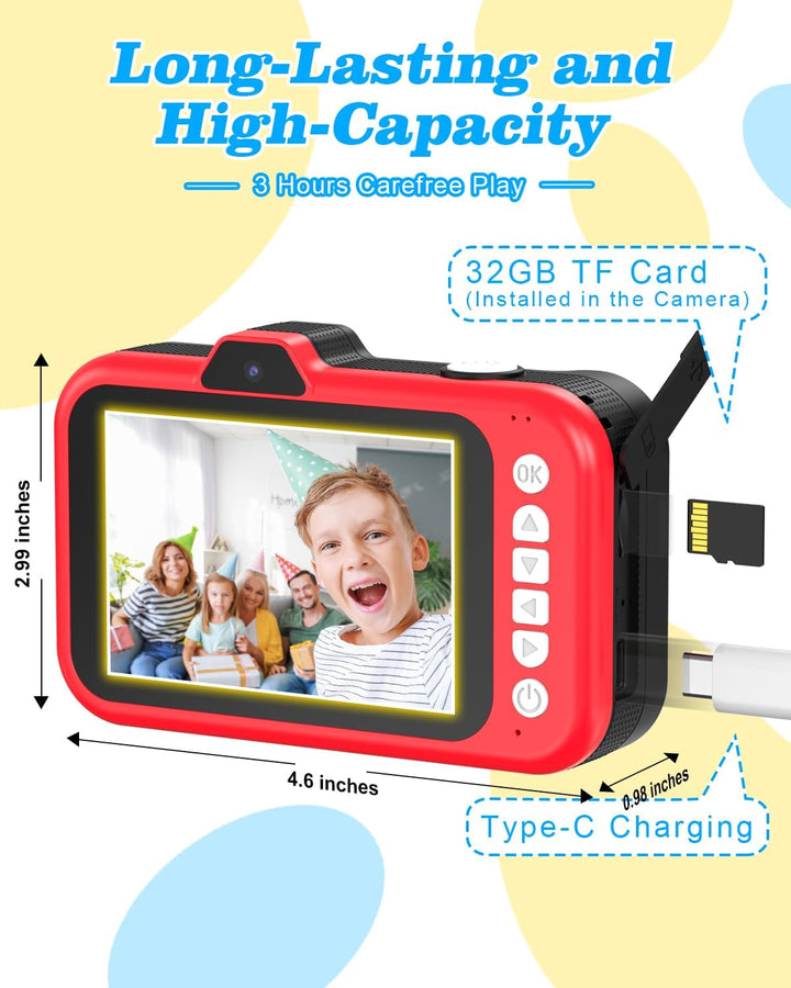 Cámara para niños de 35 pulgadas pantalla grande de 48 MP
