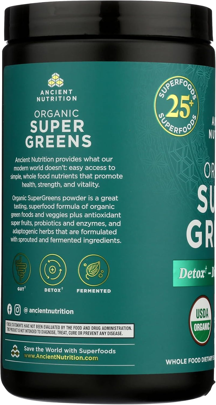 Ancient Nutrition SuperGreens Polvo con Probióticos, Sabor Sandía O...