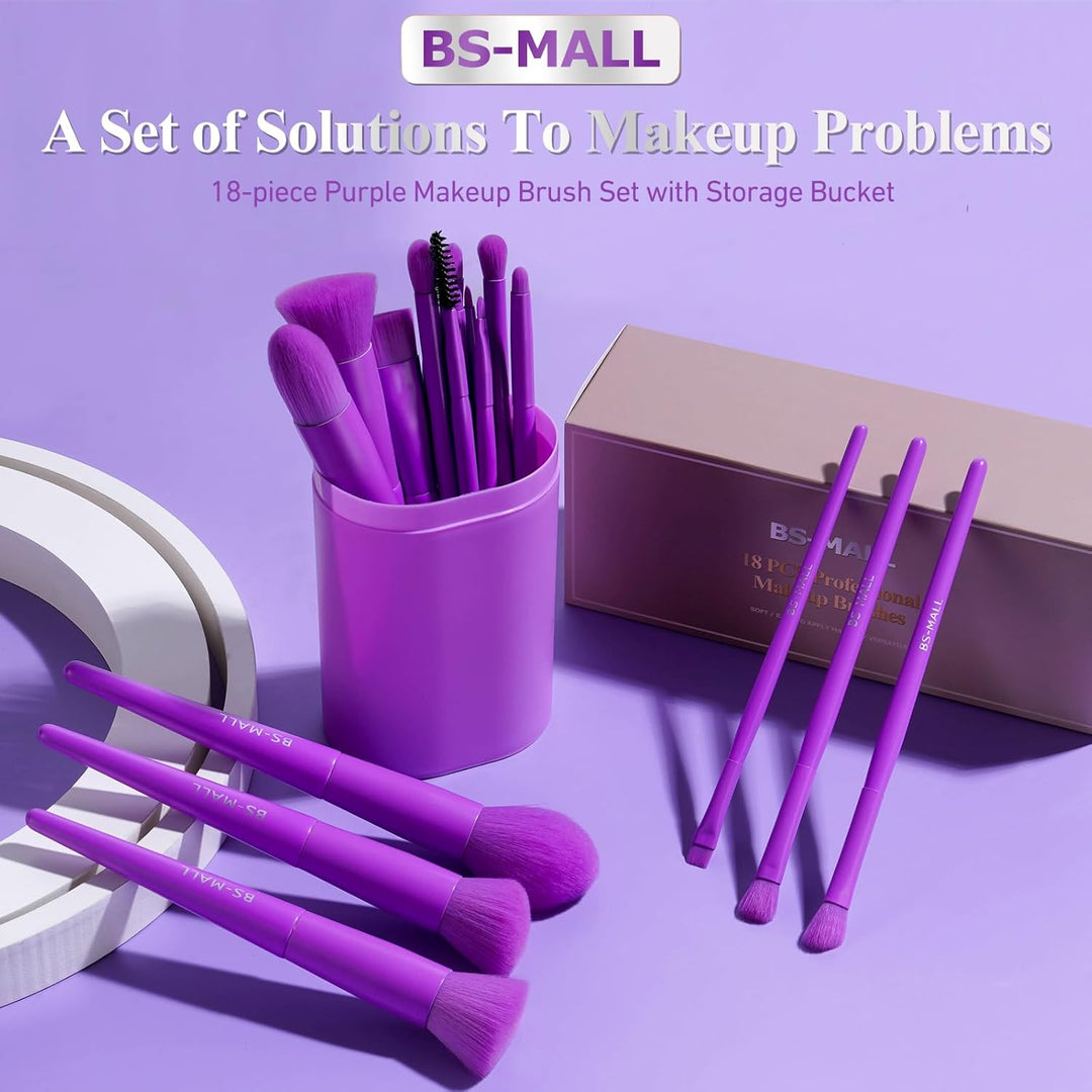 BS-MALL Juego de brochas de maquillaje, 18 piezas, base sintética d...