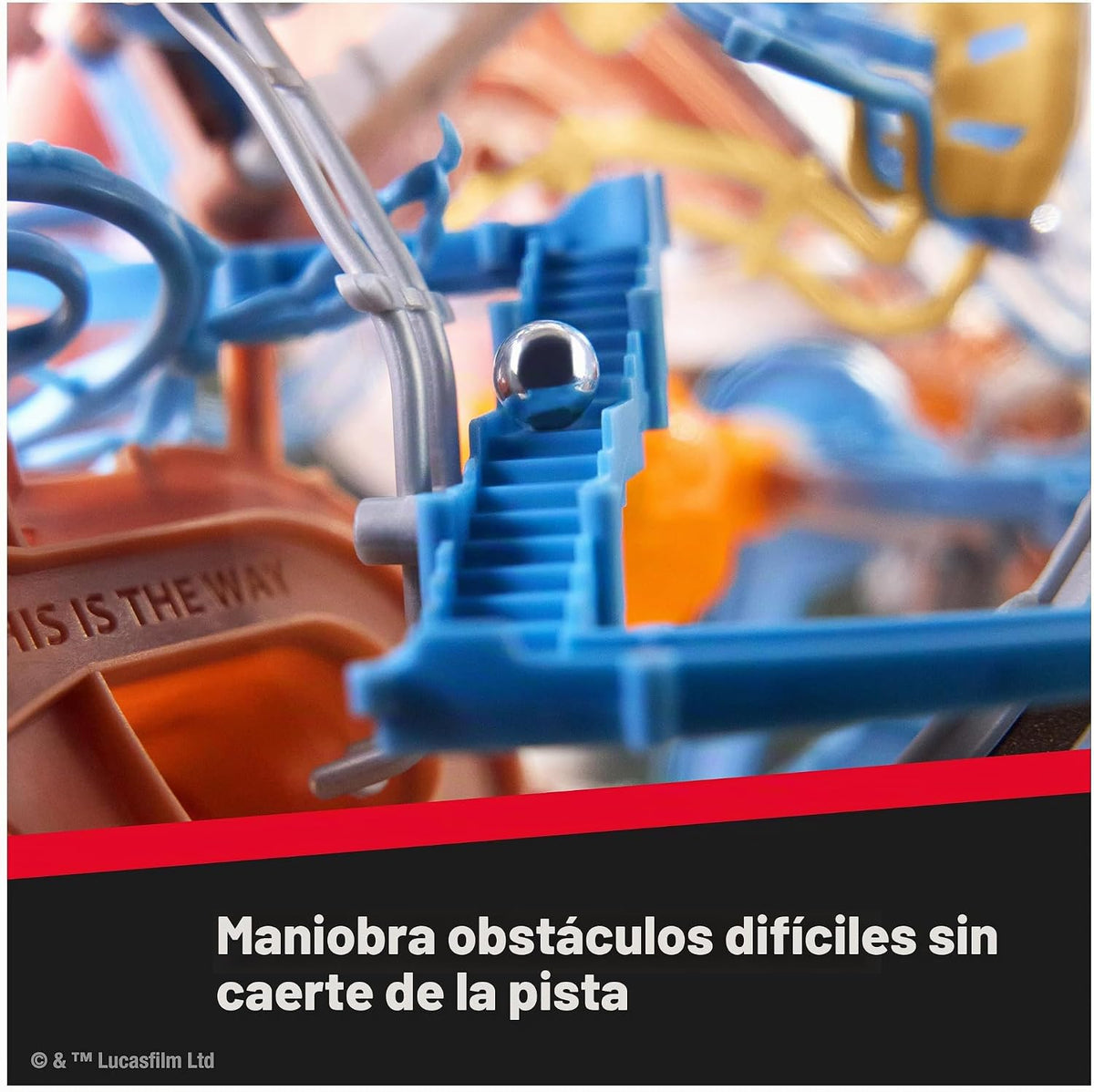 Rubik's Cube, Rubik's Tracks Star Wars, Laberinto de gravedad 3D con temática de Mandalorian y rompecabezas 3D con 80 obstáculos, Grogu en miniatura en el interior, juguete antiestrés desafiante