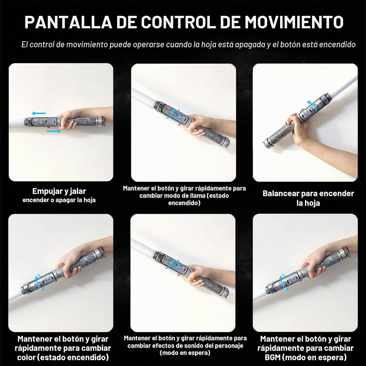 Sable de luz para duelos pesados Pro, movimiento suave, control de movimiento, empuñadura de metal, 16 fuentes de sonido, espada blaster, accesorios para Halloween, cosplay (RGB premium, hoja