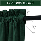 RYB HOME Cortinas opacas de terciopelo verde de 84 pulgadas para dormitorio