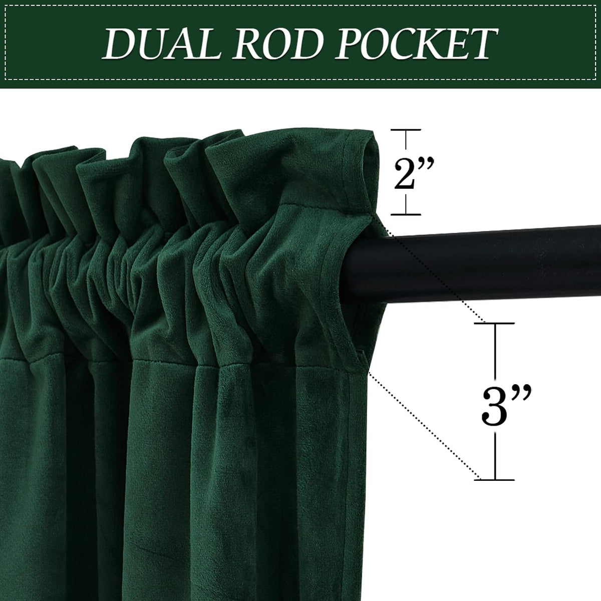 RYB HOME Cortinas opacas de terciopelo verde de 84 pulgadas para dormitorio