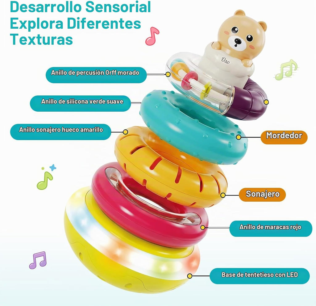 Montessori - Juguete apilable para bebé de 6 a 12 meses, anillos apilables
