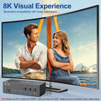 Conmutador KVM HDMI DP 3 monitores 3 computadoras, 8K @60Hz/4K @144Hz Conmutadores KVM de triple monitor para 3 PC compartiendo 3 monitores, teclado y ratón, con cables USB, controlador y adaptador de
