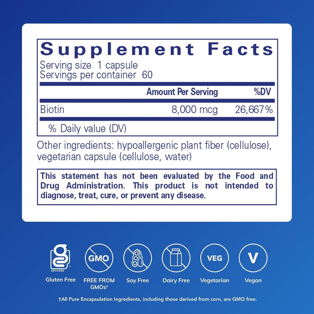 Pure Encapsulations Biotina 8 mg - Suplemento de vitamina B para ay...