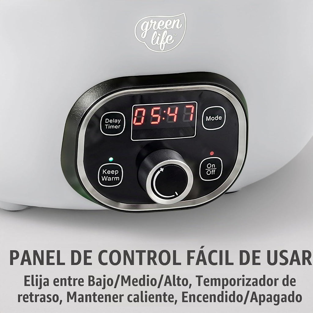 GreenLife 6QT - Olla de cocción lenta antiadherente de cerámica