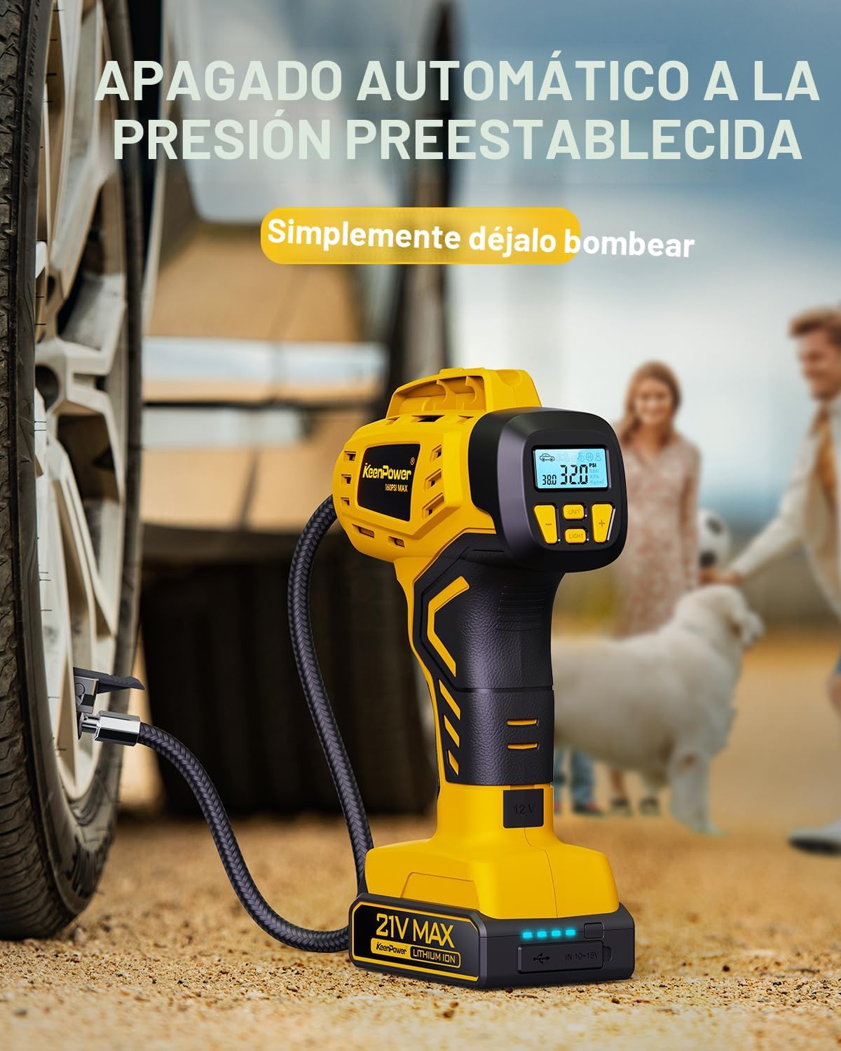 KeenPower Compresor de aire portátil para inflador de neumáticos, 2...