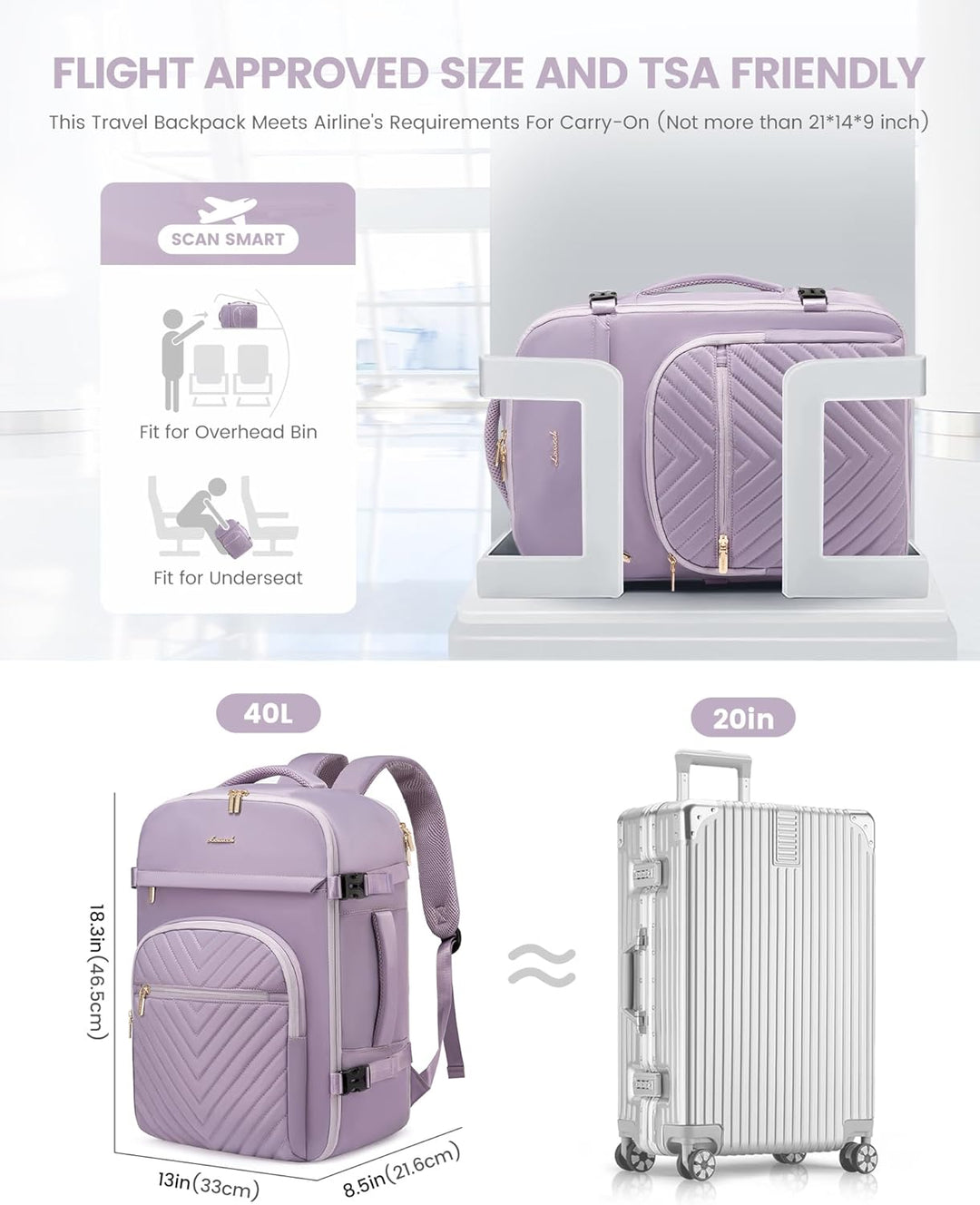 LOVEVOOK Mochila de viaje grande para mujer, mochila de transporte...