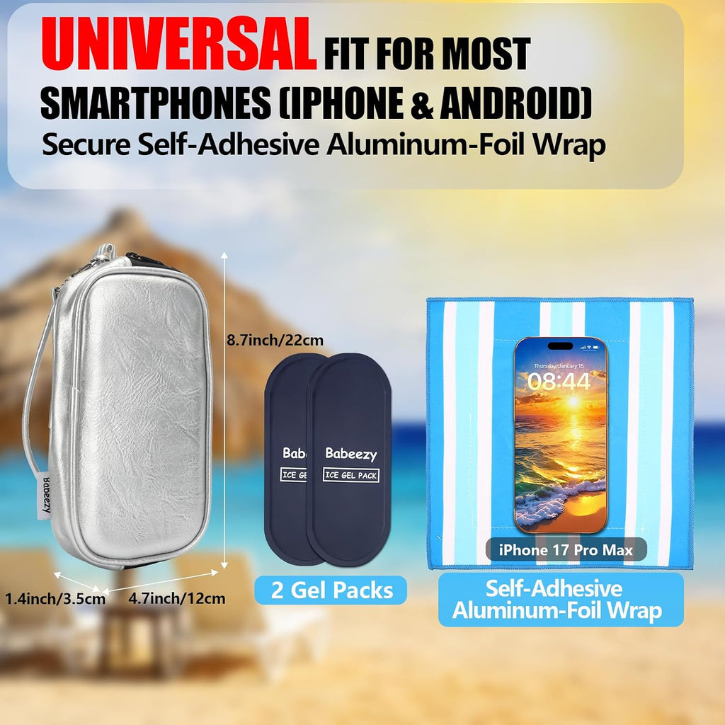 Bolsa térmica de refrigeración para teléfono para playa y piscina, bolsa de enfriamiento para iPhone con 2 paquetes de gel reutilizables que evita el sobrecalentamiento del teléfono para el