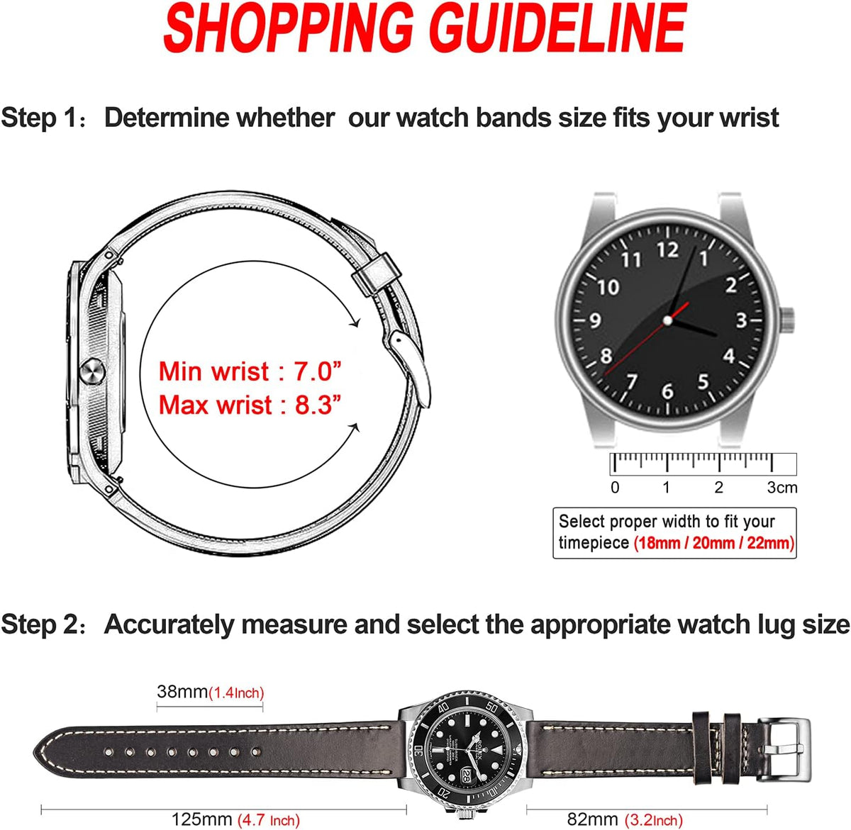 hemsut h Horween - Correas de reloj de cuero, correas de repuesto de cuero de liberación rápida para hombres o mujeres, relojes inteligentes o tradicionales, 0.709 in, 0.787 in, 0.866 in