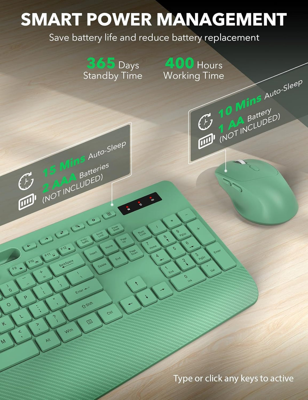 Combo de teclado y mouse inalámbrico - Teclados ergonómicos de tama...