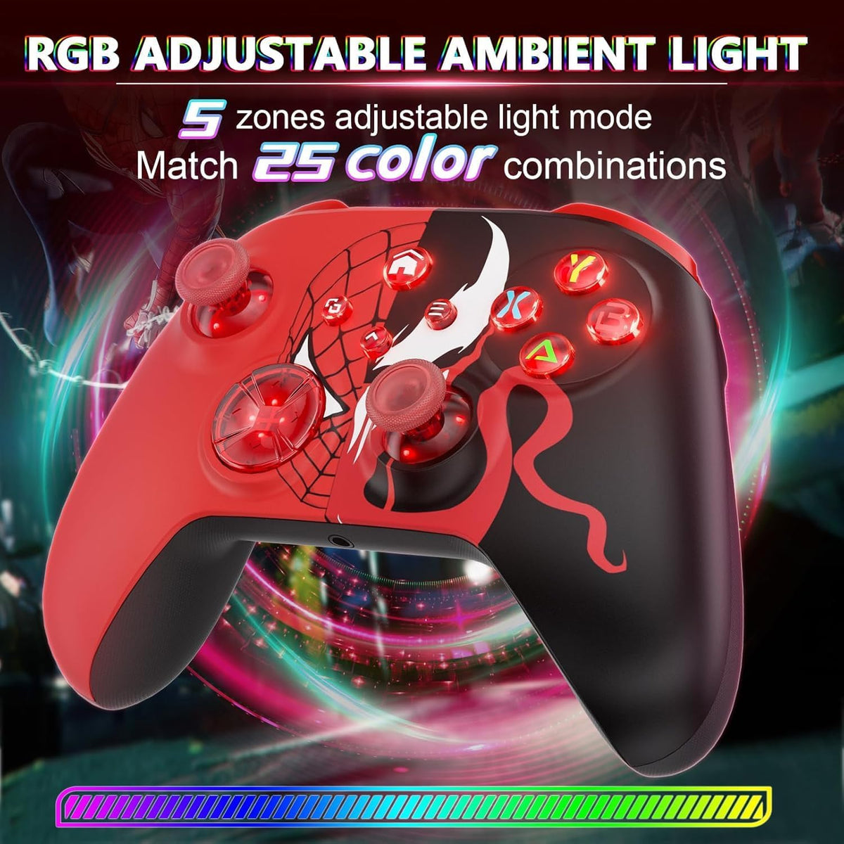 Dinosoo Controlador inalámbrico para Xbox Series X|S/One/PC - RGB, Bluetooth, Turbo, Macro, 4 motores de vibración, conector de 0.1 in