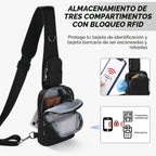 Bolsa cruzada antirrobo, bloqueo RFID, cierre de cremallera, tamaño pequeño