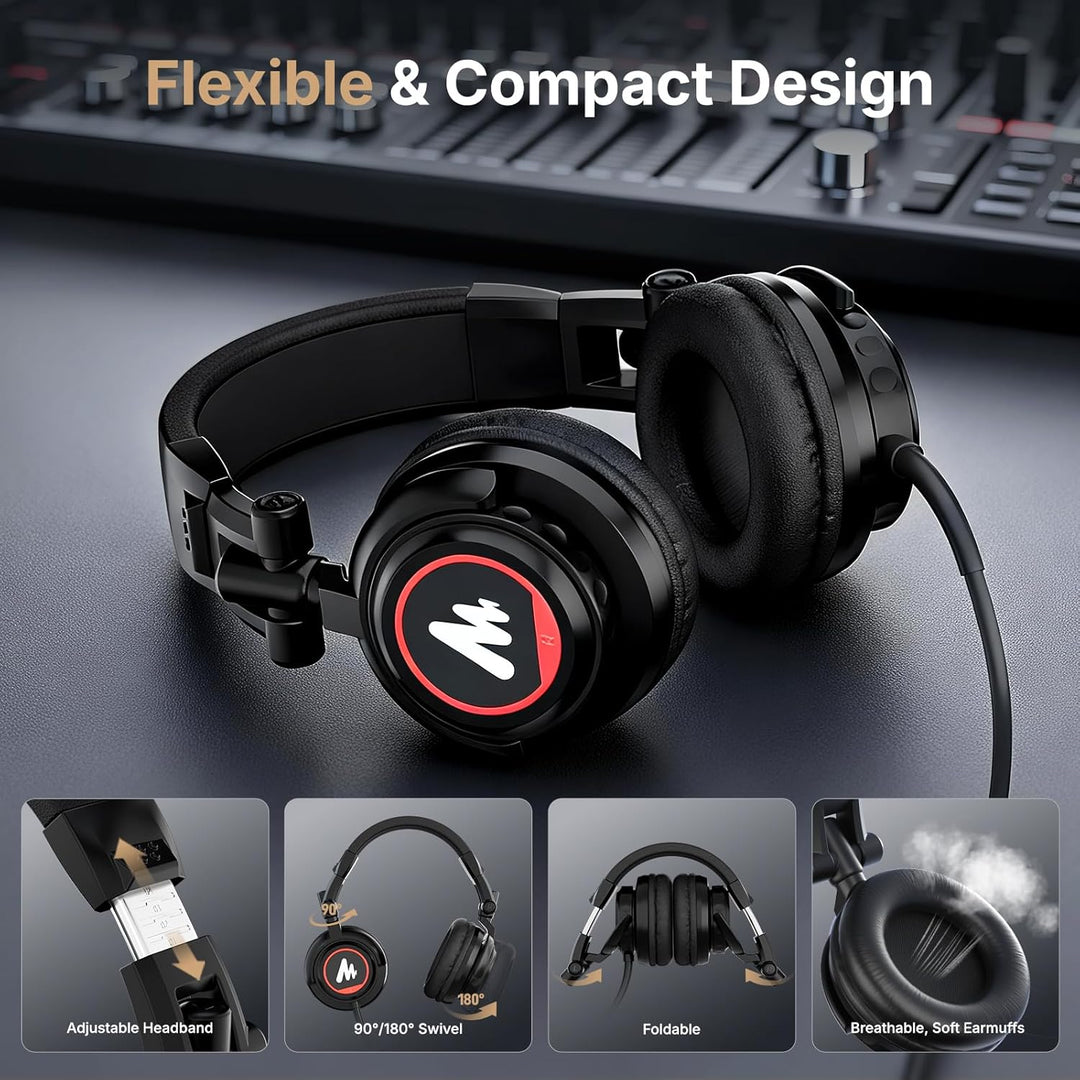 MAONO Micrófono con juego de auriculares de estudio, condensador vo...