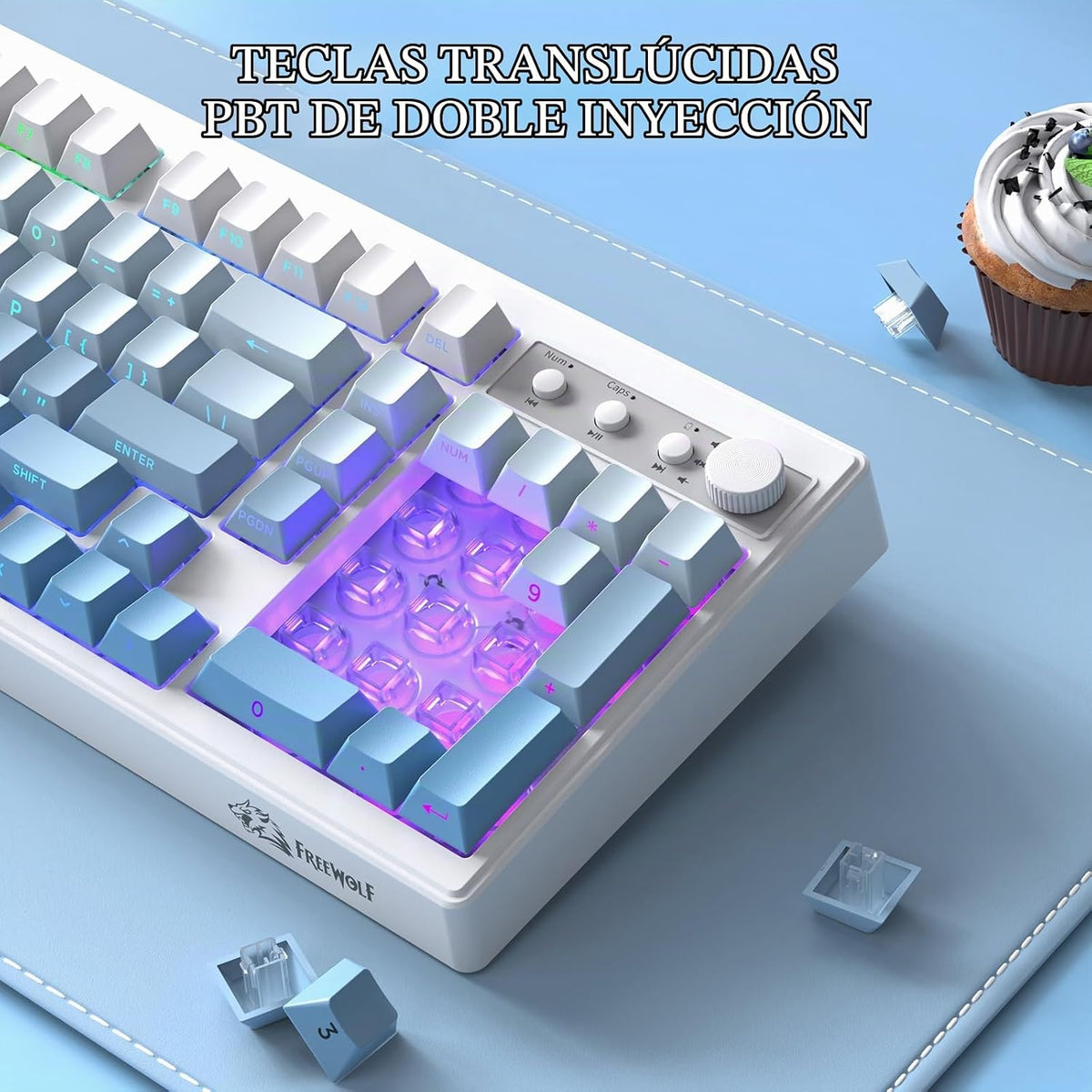 FREEWOLF K100 - Membrana para juegos de 99 teclas, teclado inalámbr...