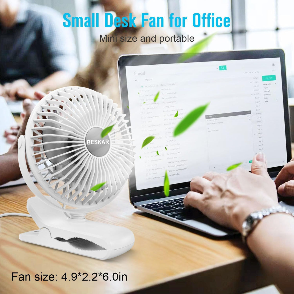 BESKAR Ventilador USB con clip, ventilador de escritorio pequeño po...