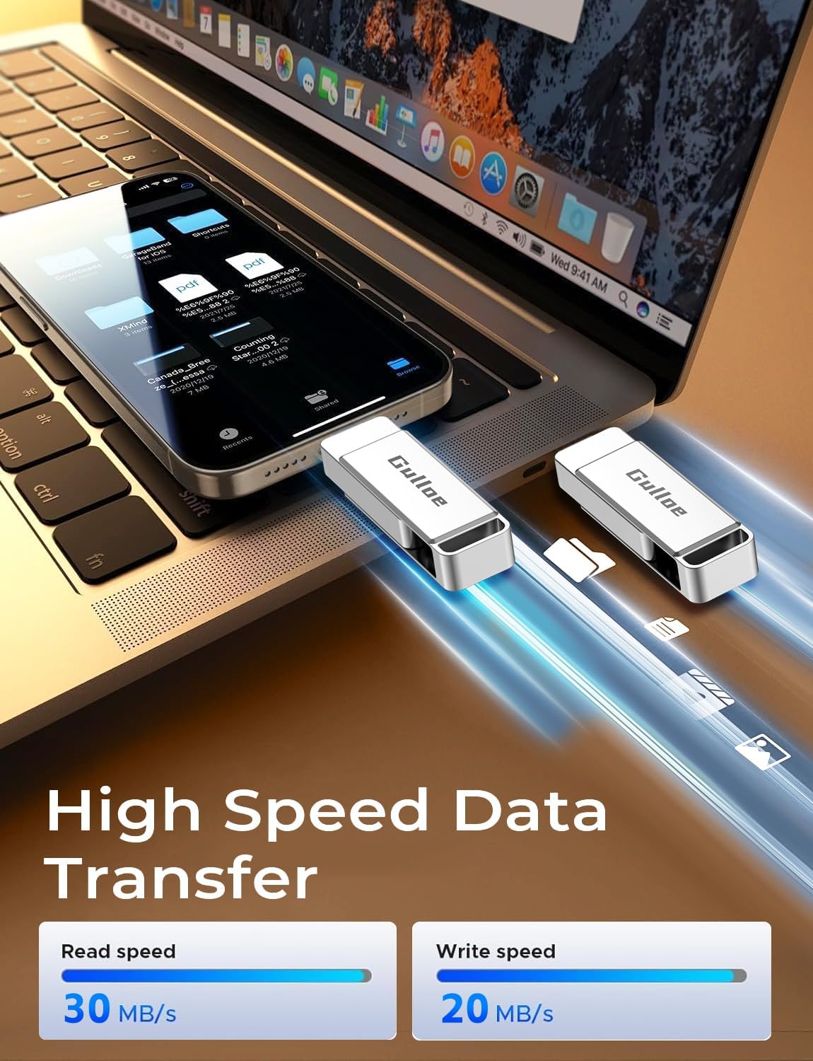 Gulloe Unidad flash de 512 GB diseñada para iPhone, memoria USB par...