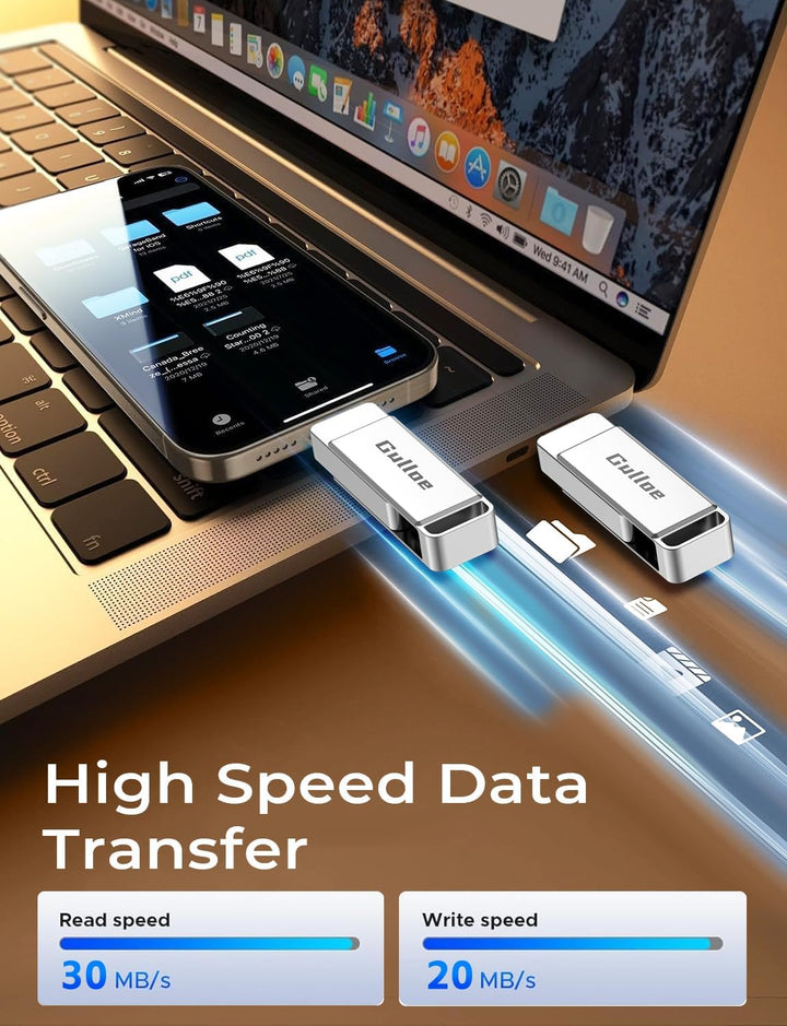 Gulloe Unidad flash de 256 GB diseñada para iPhone, almacenamiento...