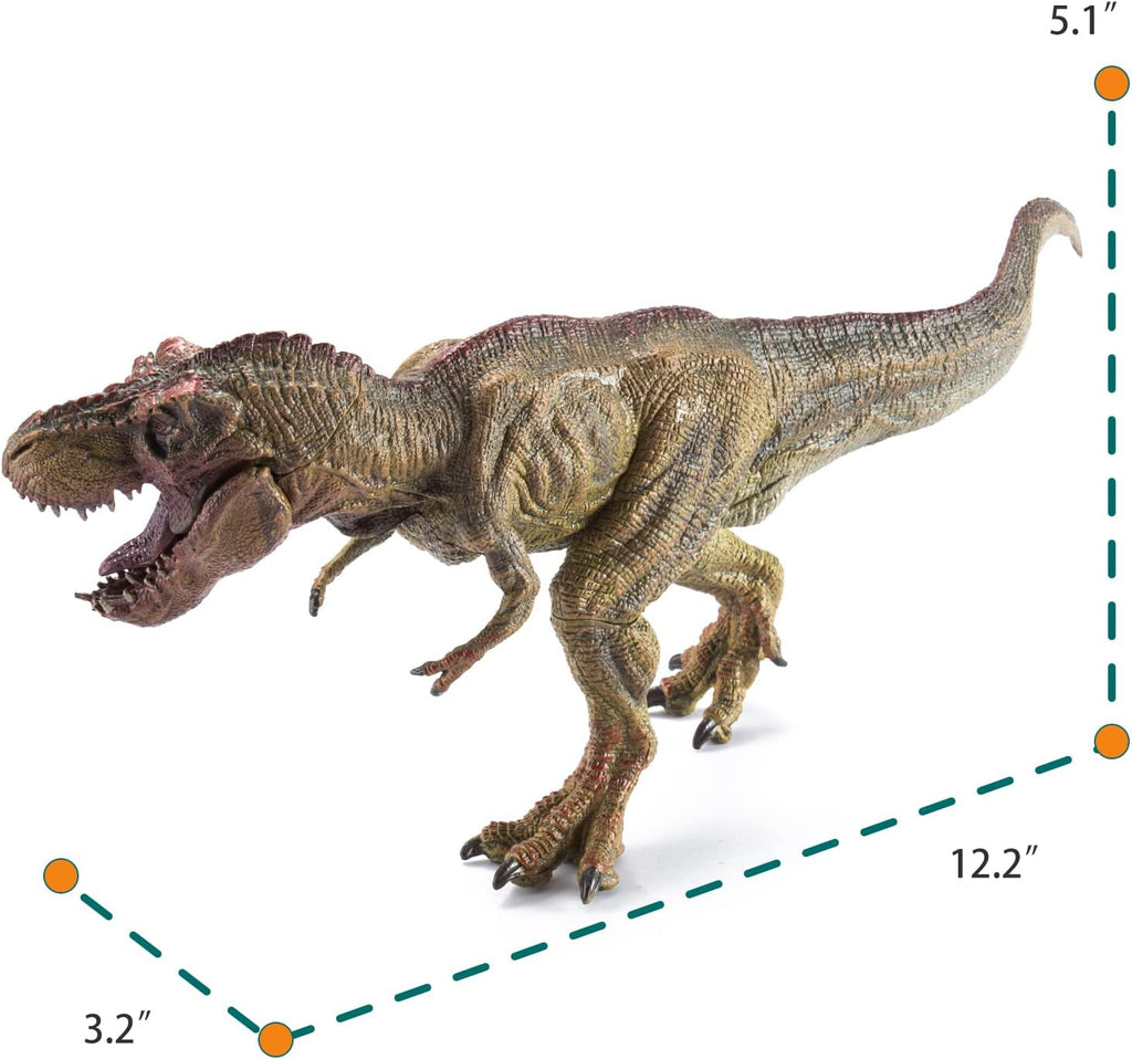 Juego de 2 piezas de dinosaurios, tiranosaurio Rex grande de 15.7 pulgadas y T-rex realista de 12.2 pulgadas, figura de acción de dinosaurio educativa modelo animal de vida silvestre, ideal para coleccionista, recuerdo de fiesta, regalos de cumpleaños