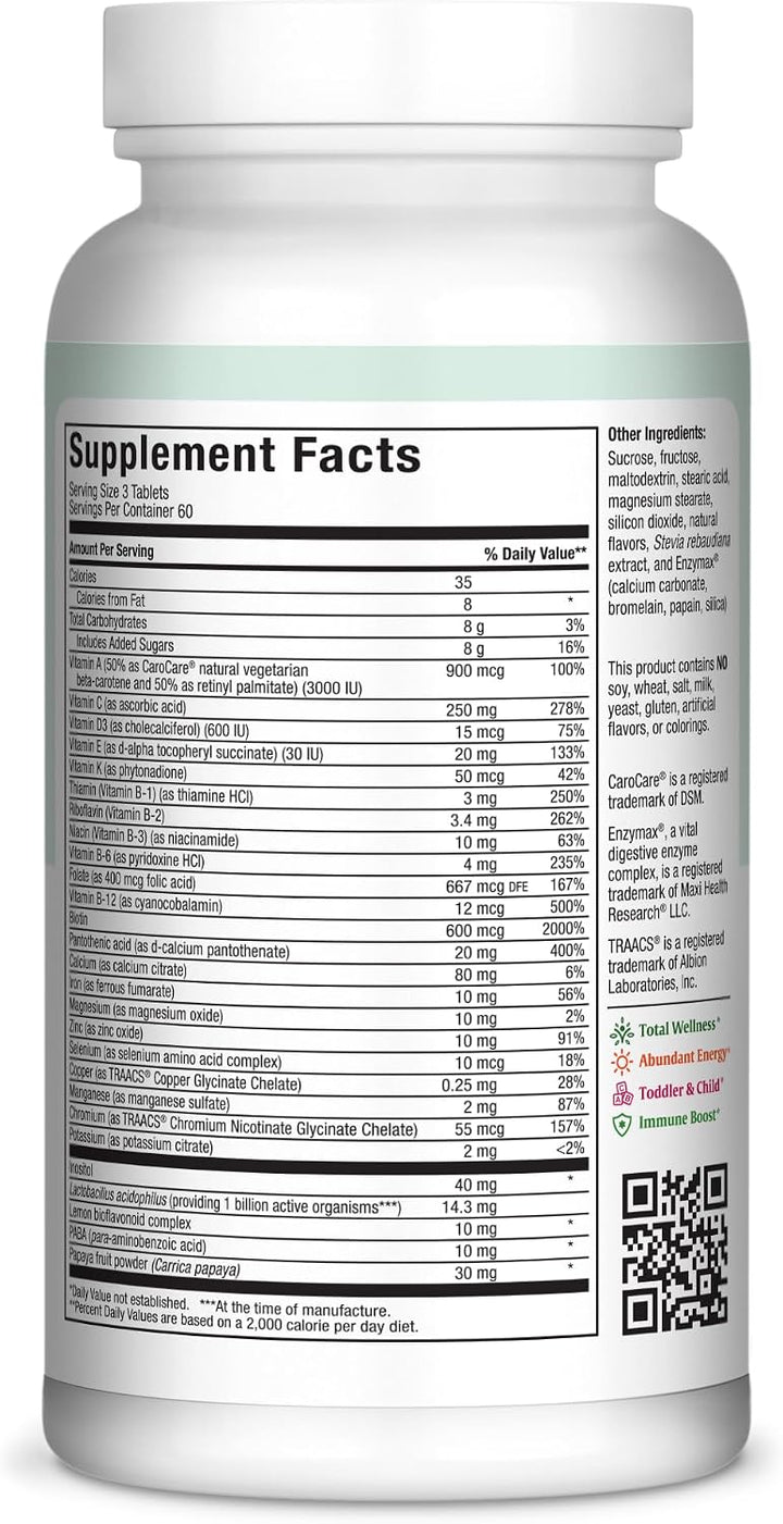 Maxi Health Multivitamínico masticable para niños, adolescentes y a...