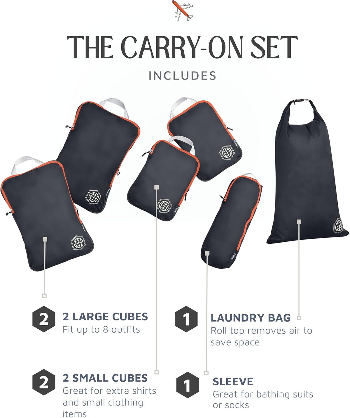 TRIPPED Travel Gear Paquete de 6 cubos de compresión para equipaje de mano