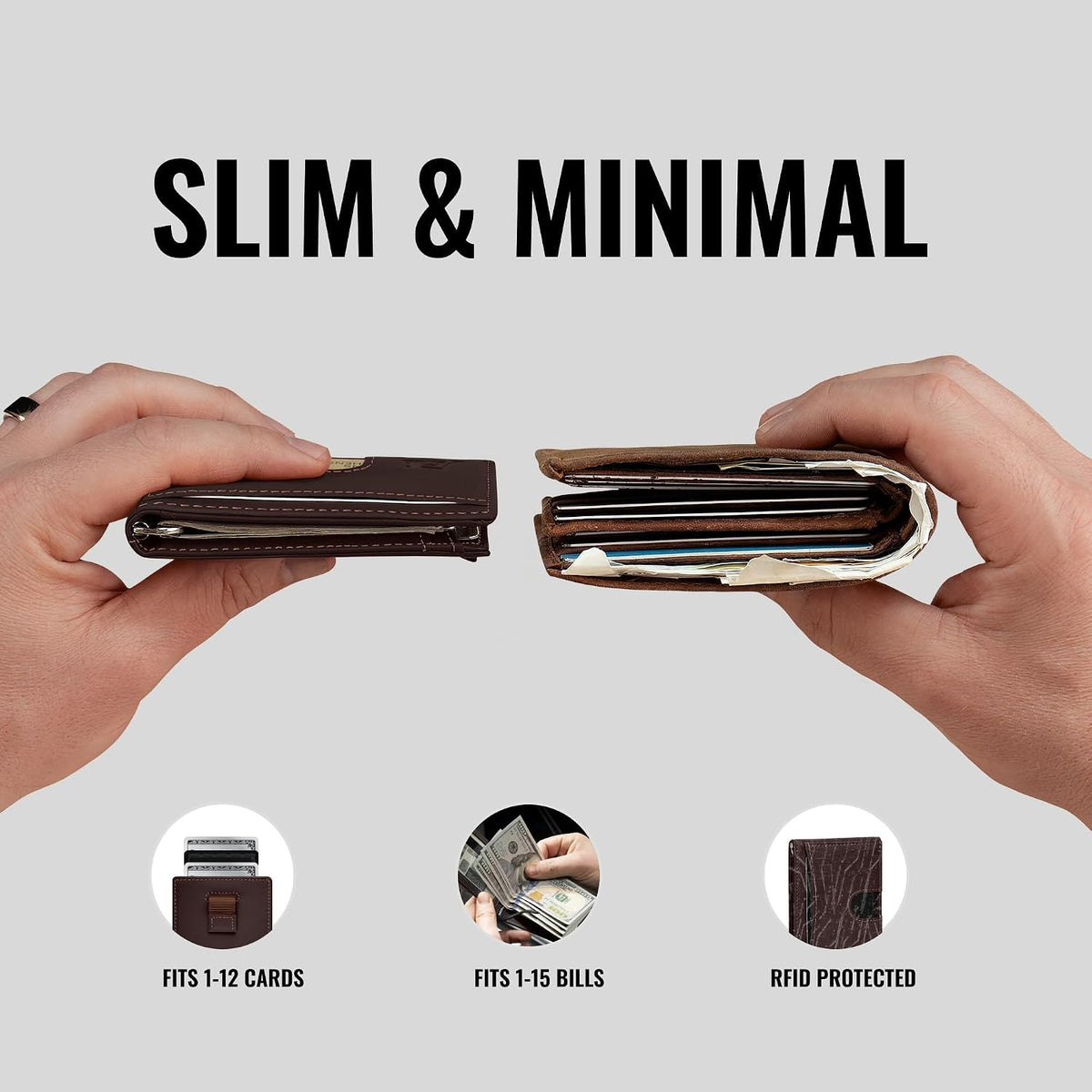 Kings Loot Billetera minimalista delgada con clip para dinero, trufa