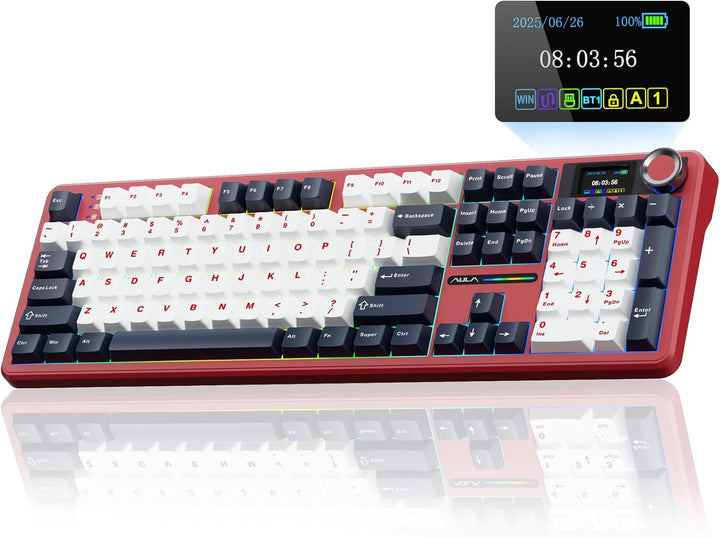 AULA F108 PRO - Teclado mecánico inalámbrico con pantalla y perilla...
