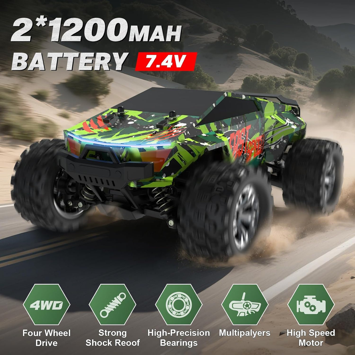 Cheffun Coche RC Rápido para Adultos, Escala 1:18 Camión Monstruo R...
