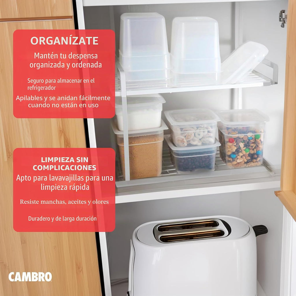 Cambro - Recipientes de almacenamiento de alimentos con tapas, translúcidos (seguros para microondas y sin BPA), contenedor de almacenamiento de alimentos de 16 y 32 onzas (juego de 20 piezas)