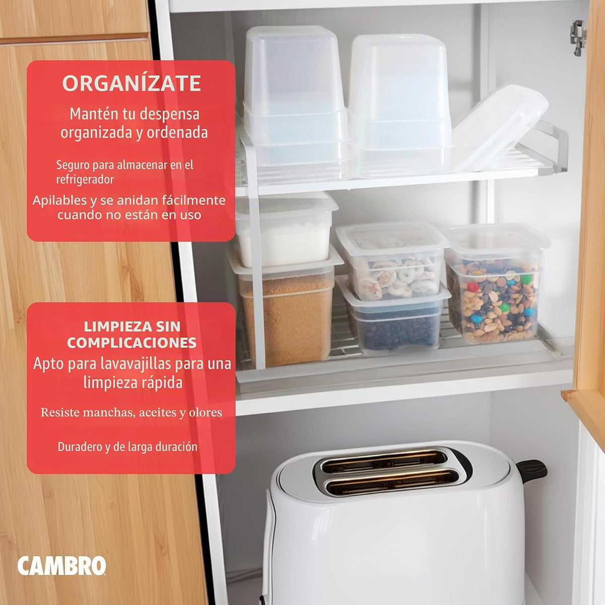 Cambro - Recipientes de almacenamiento de alimentos con tapas, translúcidos (seguros para microondas y sin BPA), contenedor de almacenamiento de alimentos de 16 y 32 onzas (juego de 20 piezas)