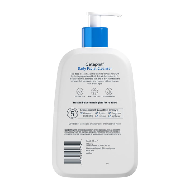 Cetaphil Lavado Facial, Limpiador Facial Diario para Piel Sensible,...