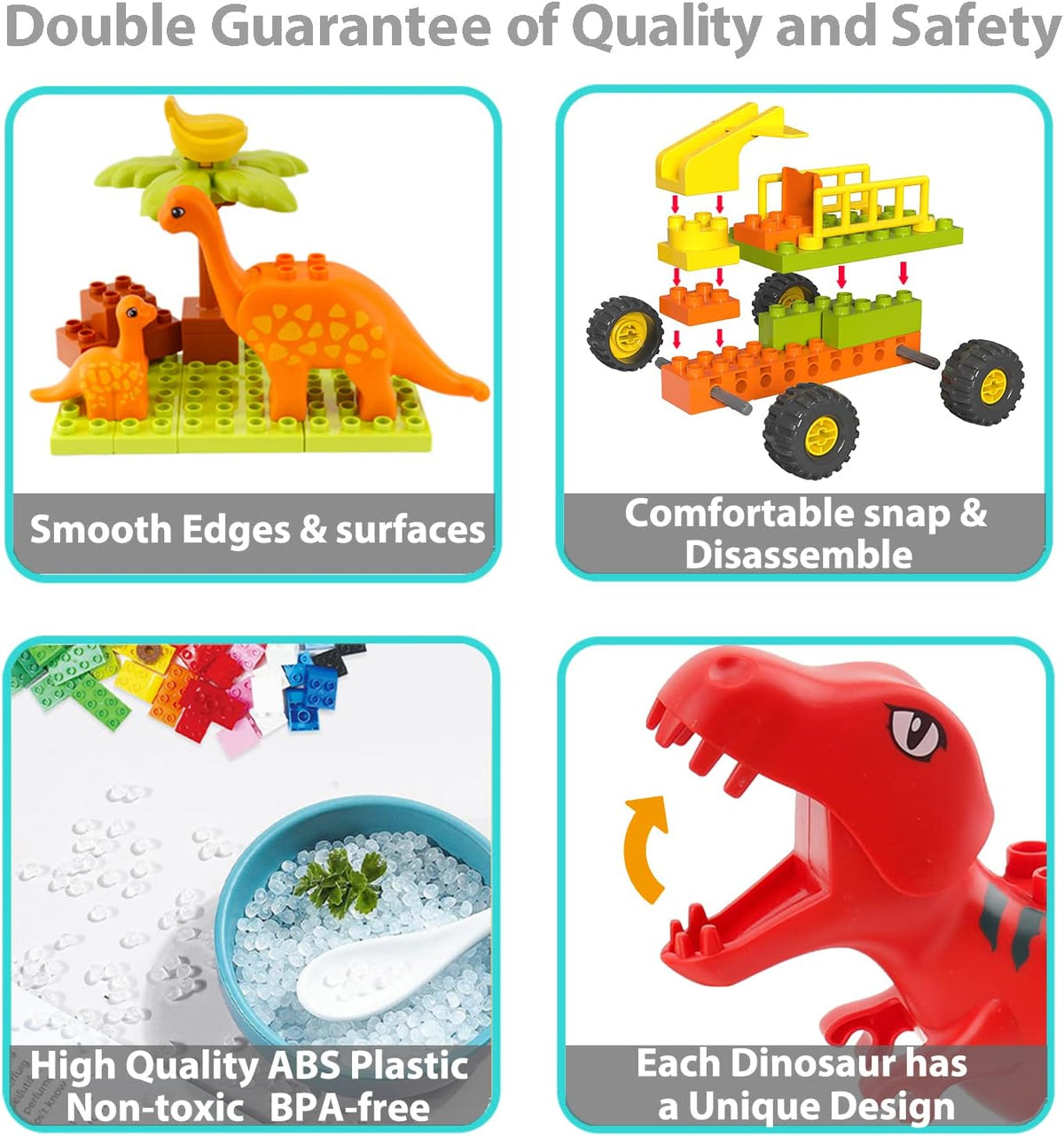 Bloques de construcción para niños pequeños de 3 a 5 años, juguetes de dinosaurio