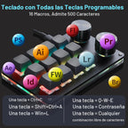 Koolertron Teclado programable macro, teclado mecánico programable con una mano, interruptor azul RGB intercambiable en caliente, 12 teclas 2 botones retroiluminado teclado para trabajar y jugar, negro
