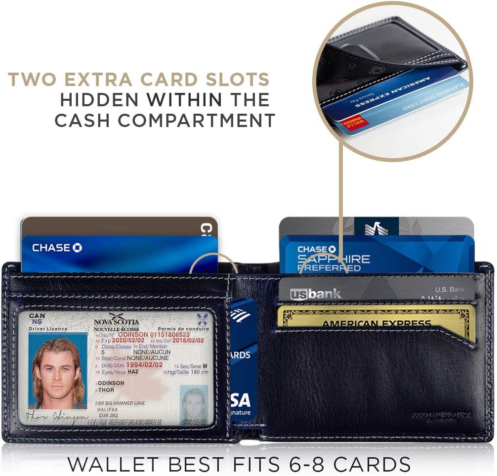 SERMAN BRANDS Mens Slim Bifold Wallet RFID Blocking Minimalist Fron...