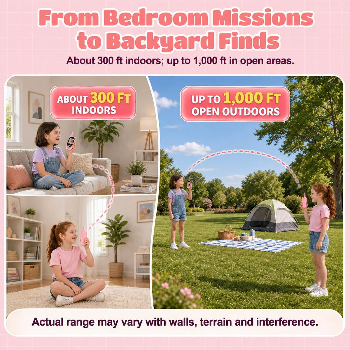Walkie Talkies de video para niños, paquete de 2 walkie talkies recargables con cámara y pantalla, radios bidireccionales de largo alcance para acampar en interiores y exteriores, regalos para niñas y