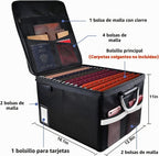 TOMKID Caja de documentos ignífuga, caja de archivos ignífuga con tapas, caja organizadora de documentos importante con cerradura, organizador de carpetas de archivos portátil con asa, 1 carpeta