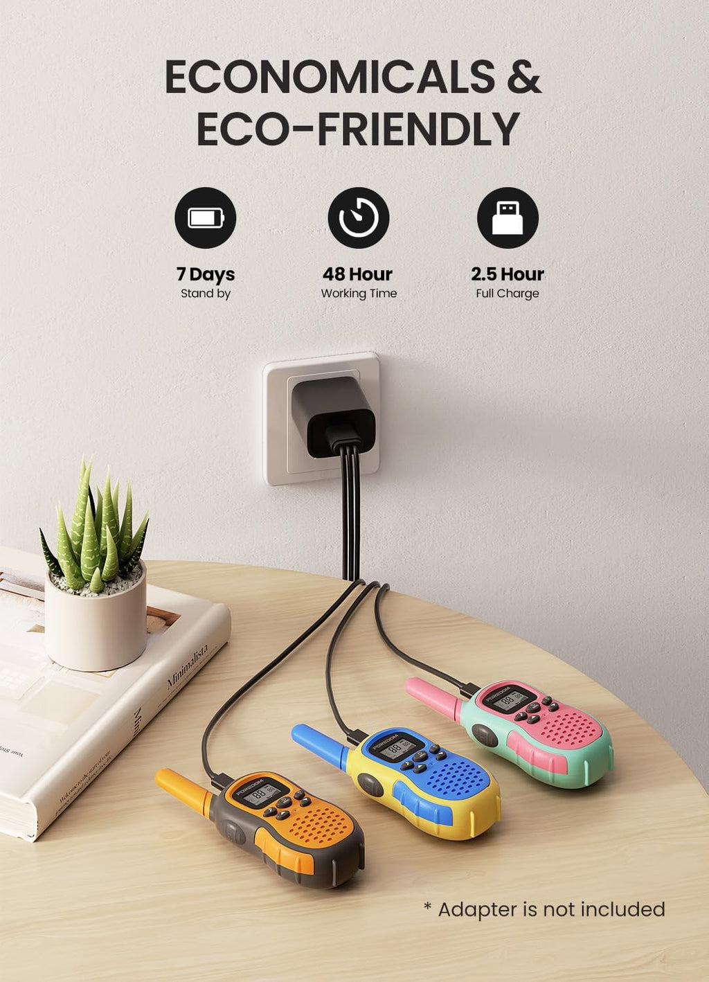 FOREDOM Radios de Mano Recargables para Niños Walkie Talkies a Larga Distancia para Niños y Niñas de 3 a 12 Años - Juguetes de Cumpleaños con Linterna, Pack de 3