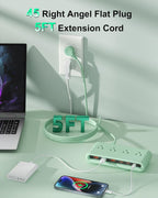 Regleta de alimentación con USB C de 35 W, cargador de pared de enchufe plano 10 en 1, cable de extensión de 5 pies con 4 CA, 3 USB A y 3 USB C, estación de carga PD20W para múltiples dispositivos