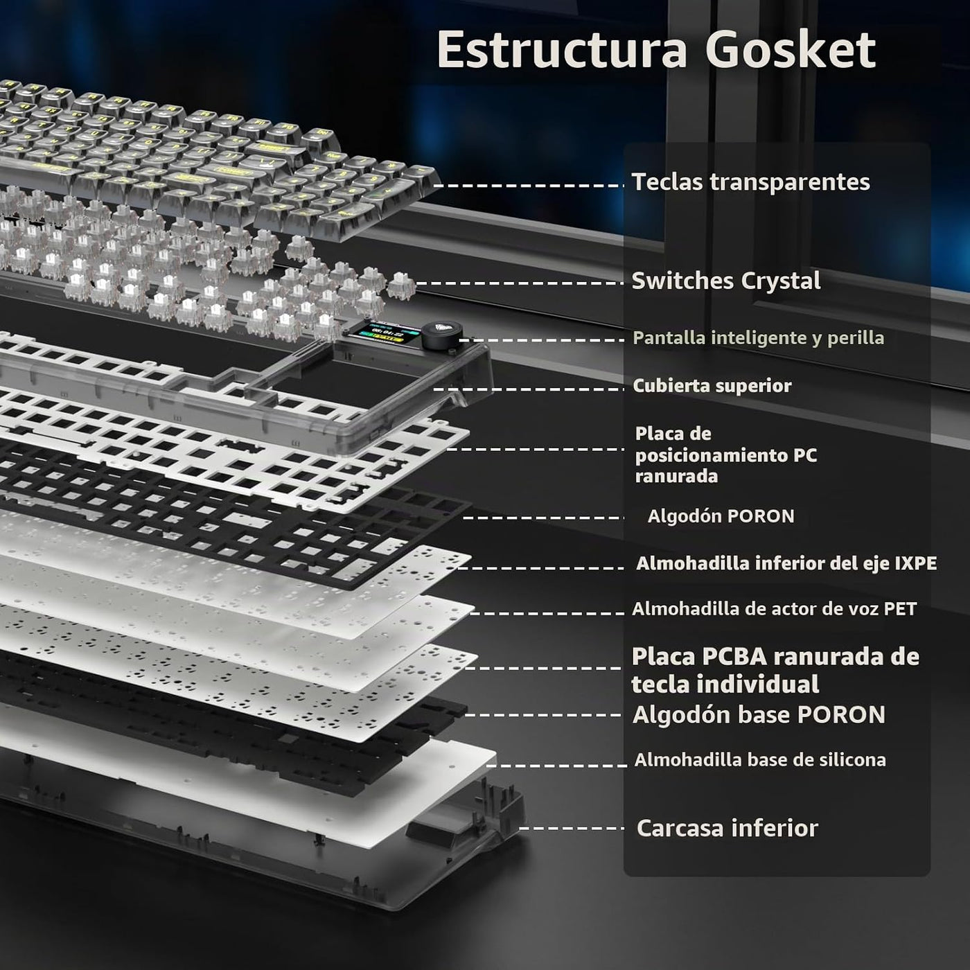 Aula F98Pro V3 - Teclado mecánico inalámbrico con pantalla y perill...