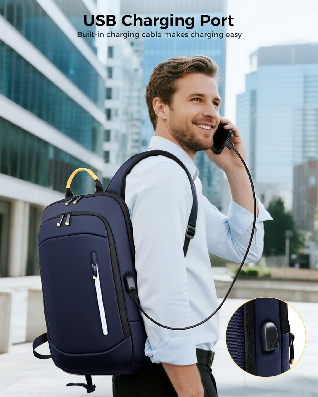 Lekespring Mochila delgada para laptop para hombre, Azul, 17,3 pulg.