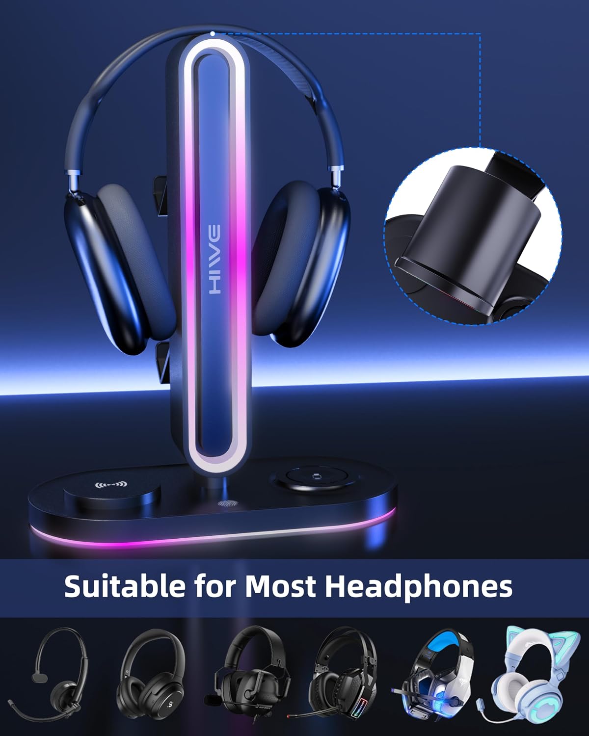 Soporte para auriculares, soporte de controlador dual, cargador MagSafe