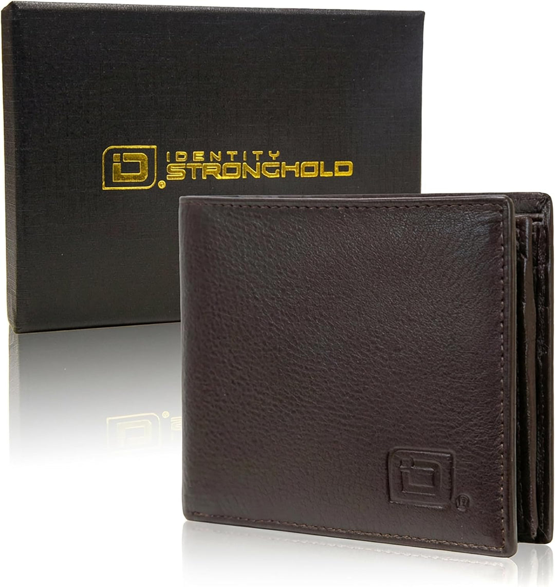 Billetera de cuero para hombre con 10 ranuras RFID de bloqueo, S