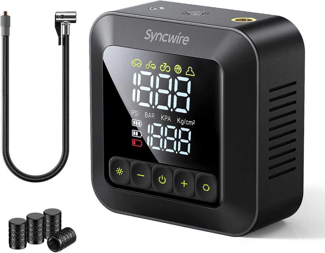 Syncwire Inflador de neumáticos, compresor de aire portátil, bomba...