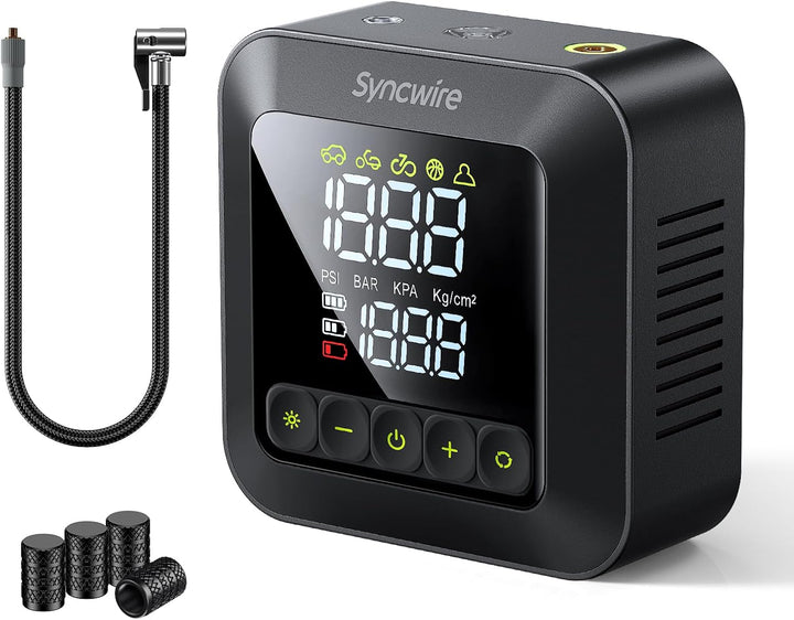 Syncwire Inflador de neumáticos, compresor de aire portátil, bomba...