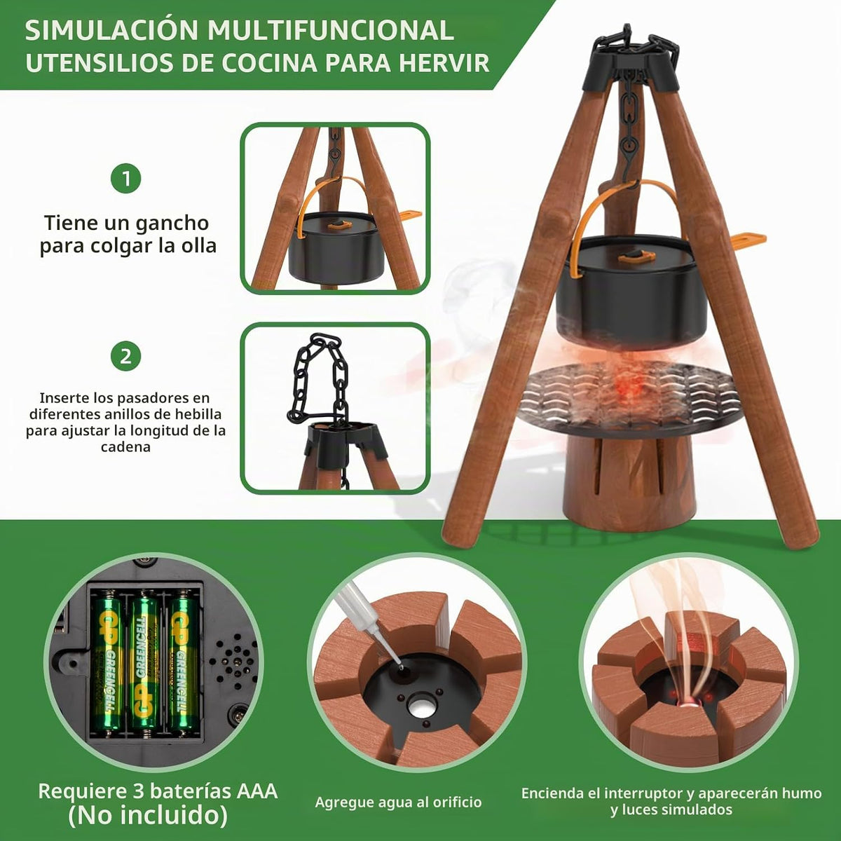 Juego de campamento para niños, 31 piezas con tienda de campaña, juego de simulación al aire libre, 3+