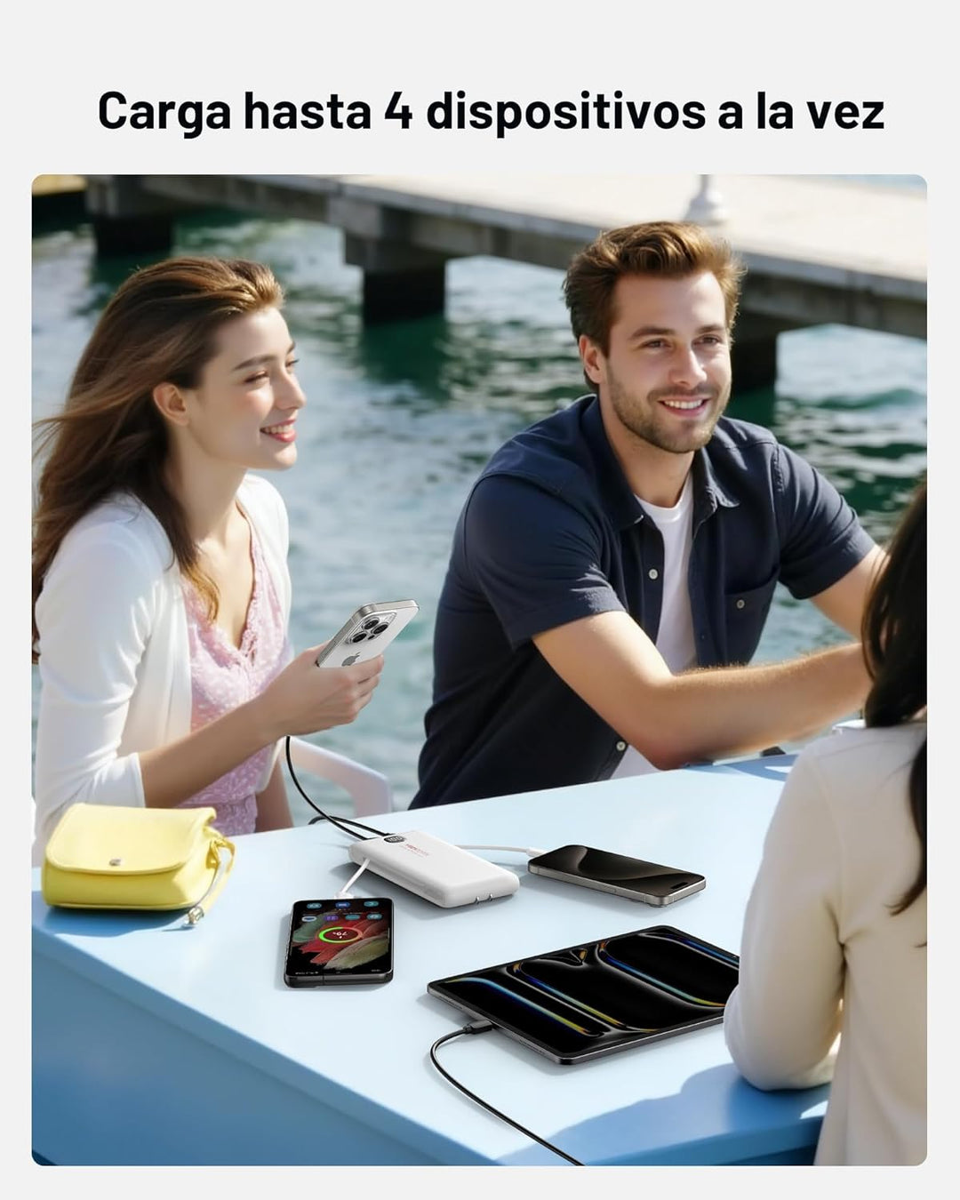 Cargador portátil de batería con cables integrados y enchufe de par...