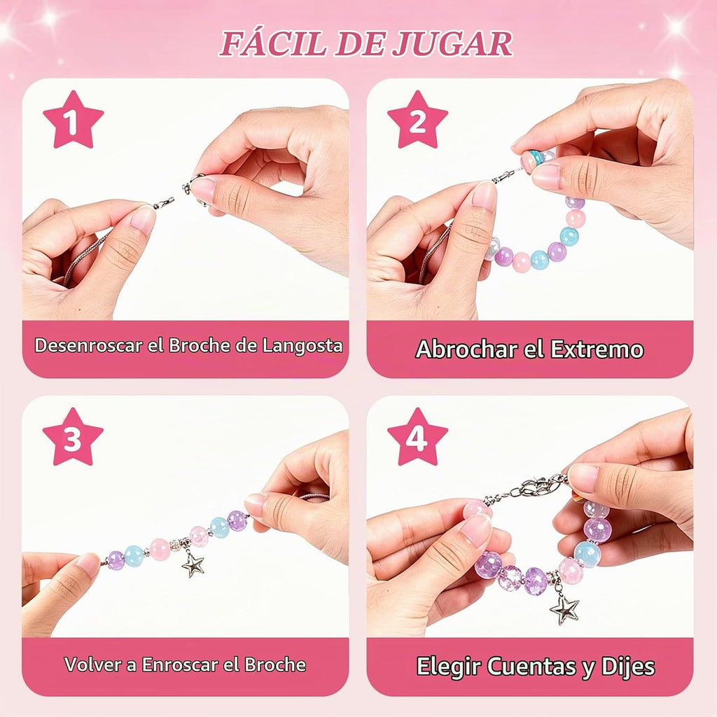 JeeMoien Kit de fabricación de pulseras con dijes para niñas de 5, 6, 7, 8-12, kit de pulseras de la amistad, kit de fabricación de joyas para manualidades, regalo de cumpleaños, juguete para 6, 7, 8