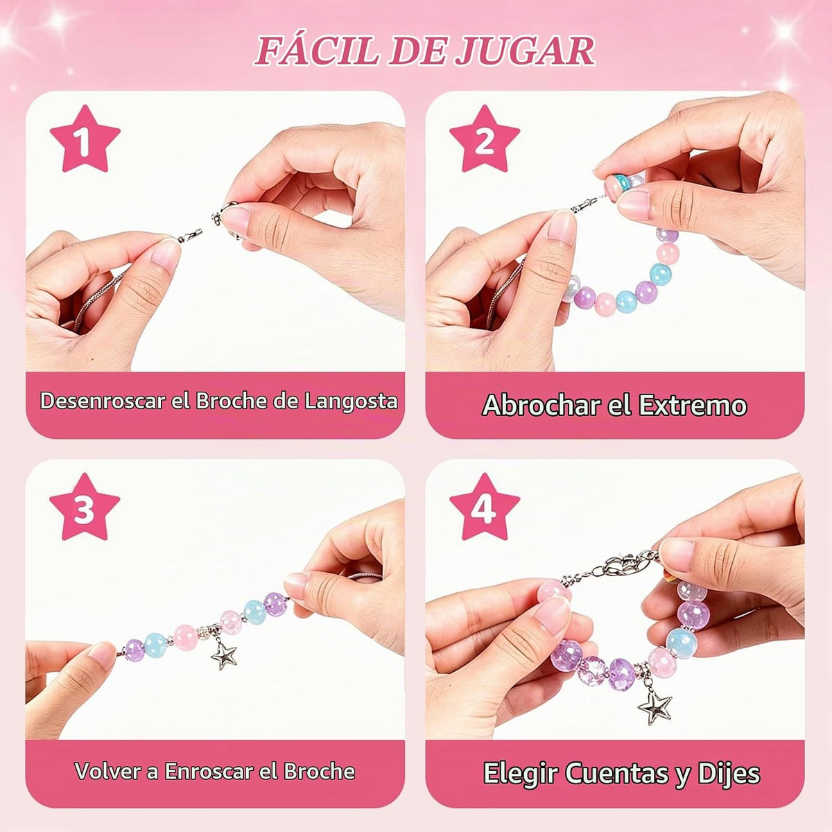 JeeMoien Kit de fabricación de pulseras con dijes para niñas de 5, 6, 7, 8-12, kit de pulseras de la amistad, kit de fabricación de joyas para manualidades, regalo de cumpleaños, juguete para 6, 7, 8