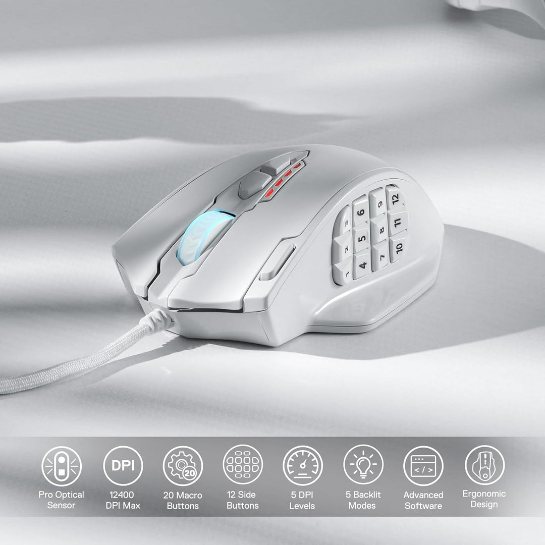 Redragon M908 Impact RGB LED MMO Mouse para juegos con 12 botones l...